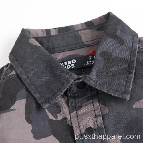 Camisa de manga comprida camuflagem moda jaqueta masculina